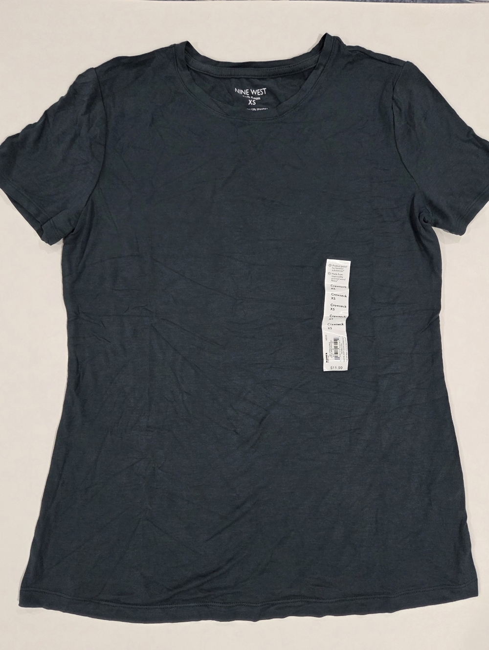 Nine West Solid Crew Neck Short Sleeve Pullover T-Shirt Women XS